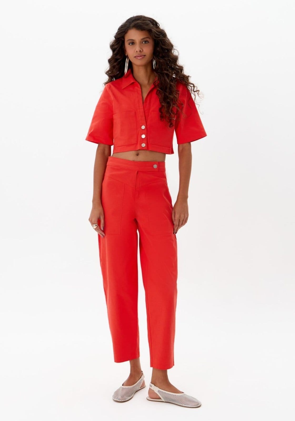 Calça Slouchy Cintura Média