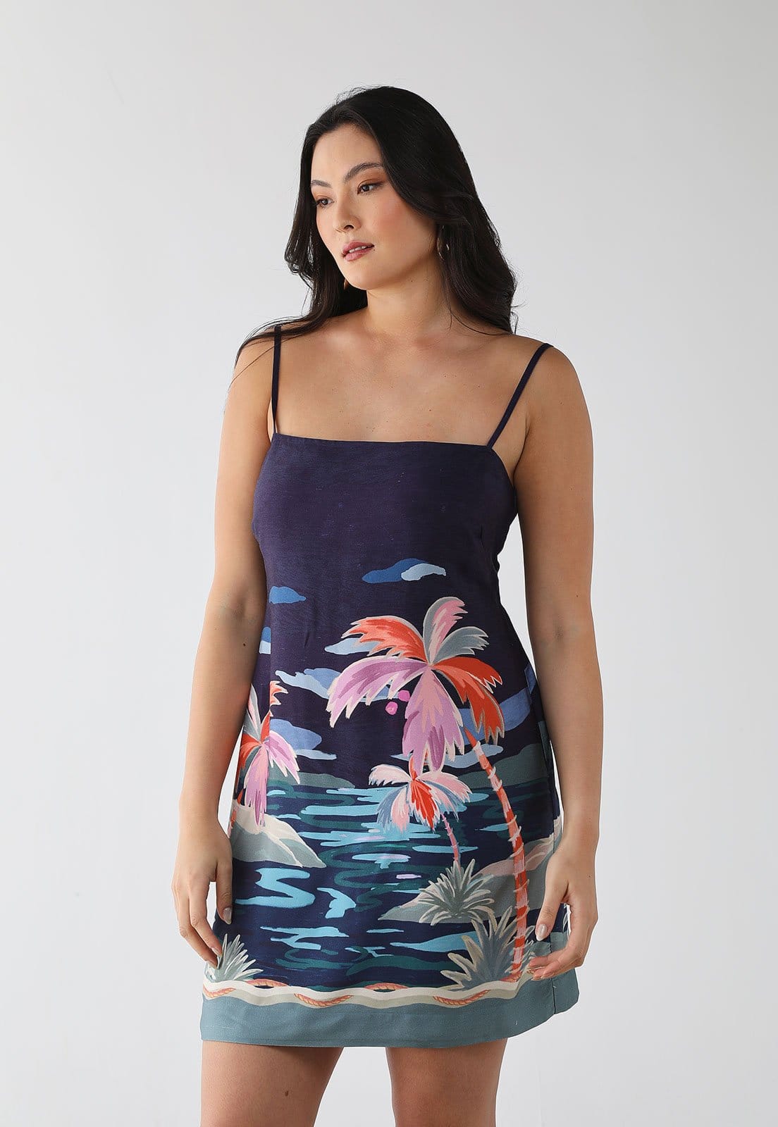 Vestido Feminino FARM Estampa Tropical Paisagem