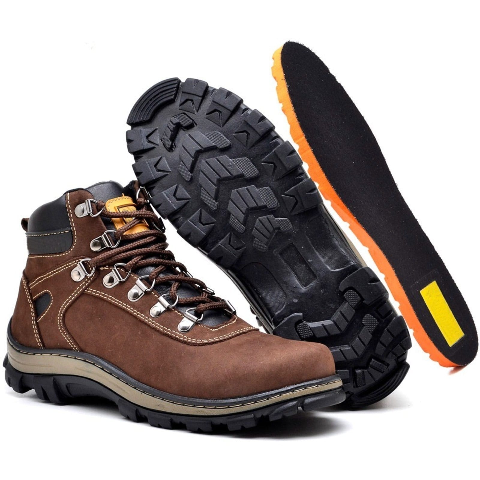 Vista 2 Coturno Adventure Bota Couro Masculina Cano Médio Atacador Solado Tratorado Borracha Antiderrapante Resistente Conforto FRANCA GRIFFE café