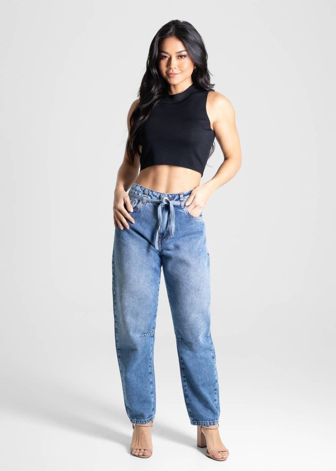 Vista 2 Calça Jeans Sawary Barrel - 280525 Sawary azul