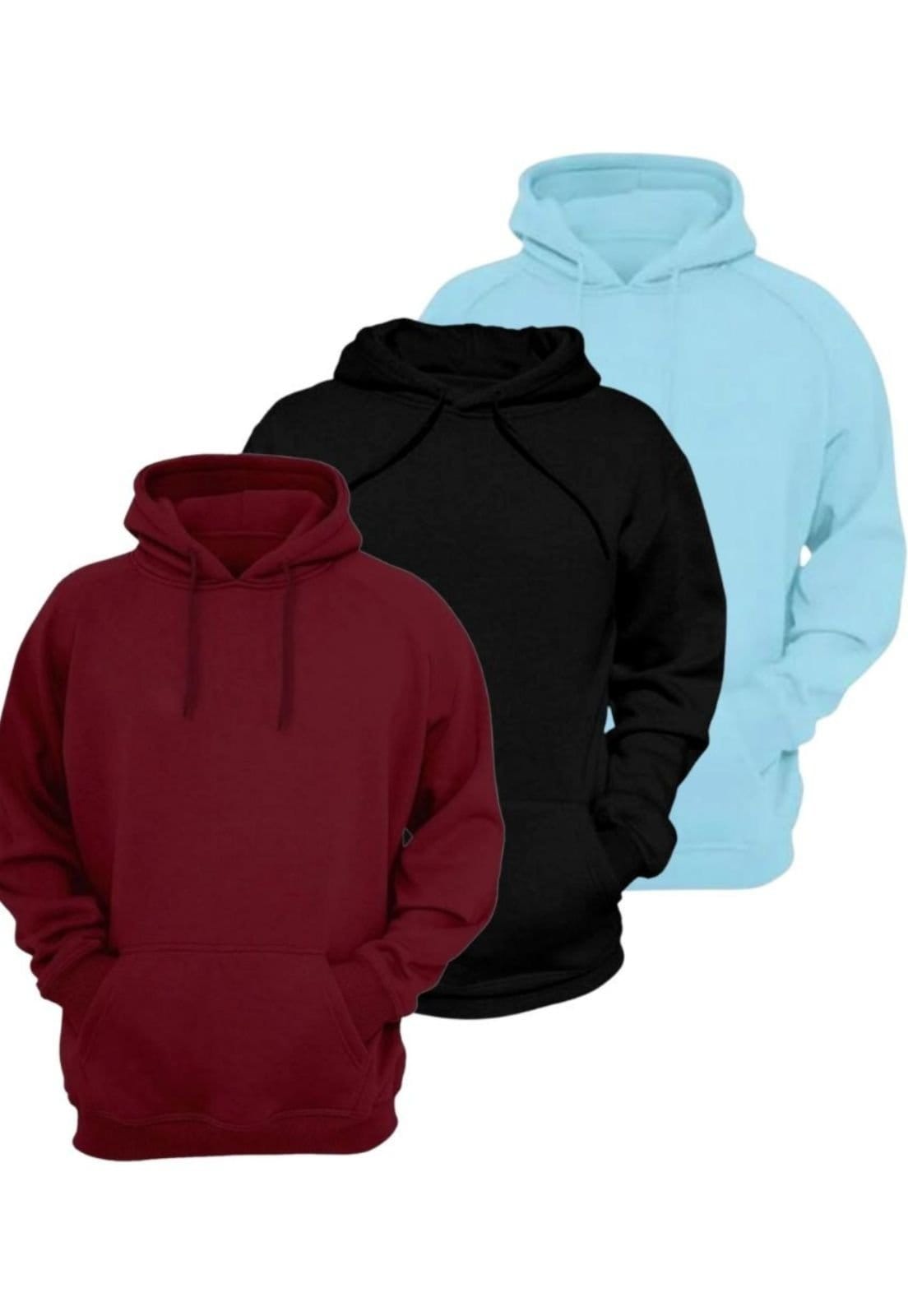 Kit 3 Blusas De Moletom Casual Bolso Canguru Fechada Com Capuz Inverno Estiloso