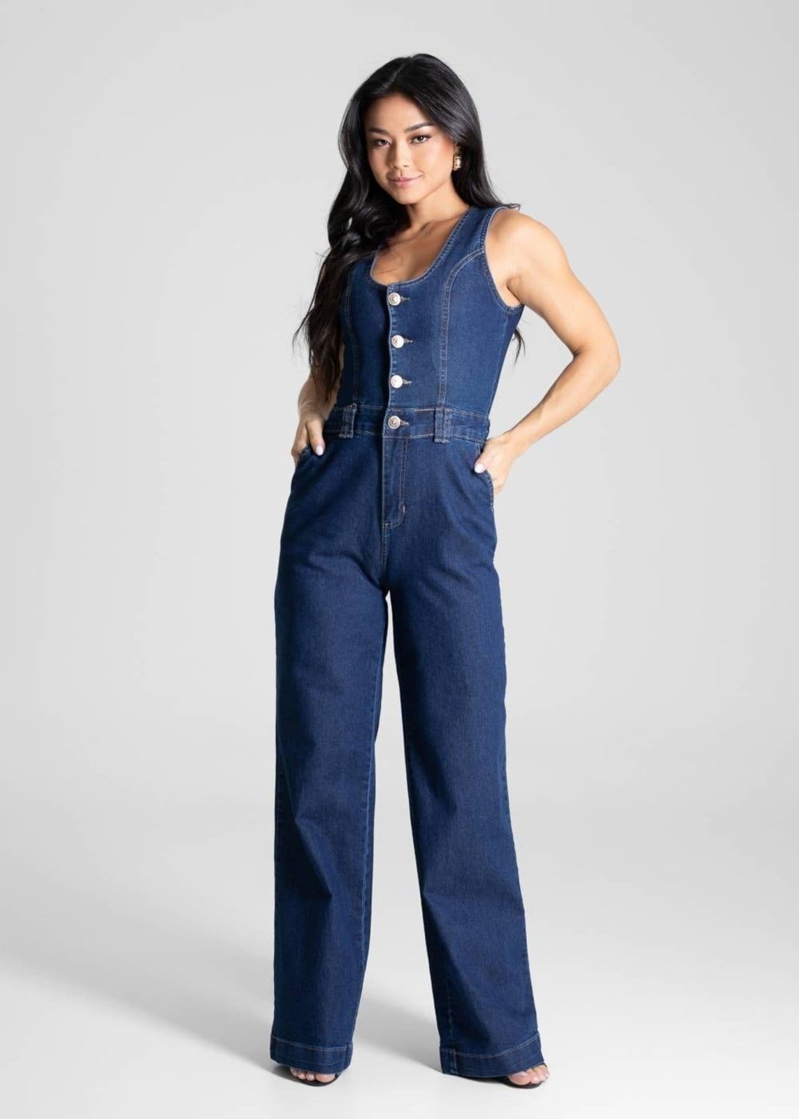 Vista 2 Macacão Jeans Sawary - 281284 Sawary azul