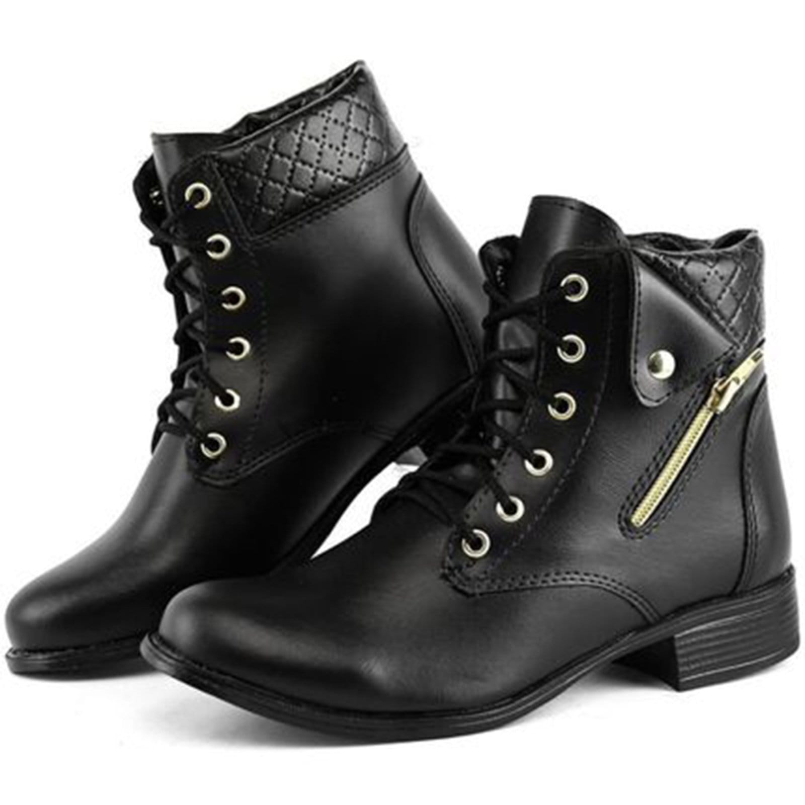 Bota Coturno Feminino Cano Curto Baixo Solado em Borracha