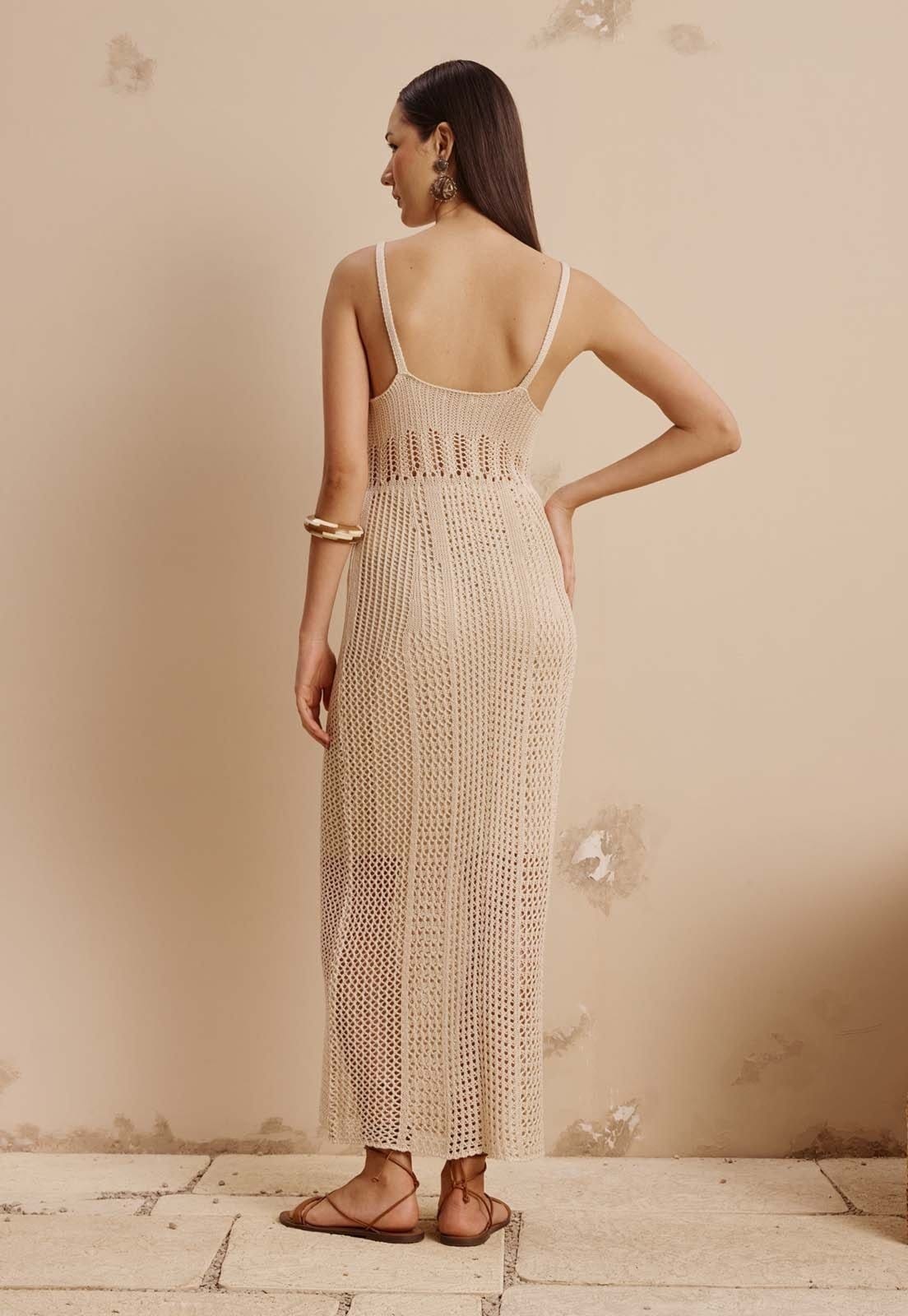 Vista 2 Vestido Tricot Rendado CaCay branco