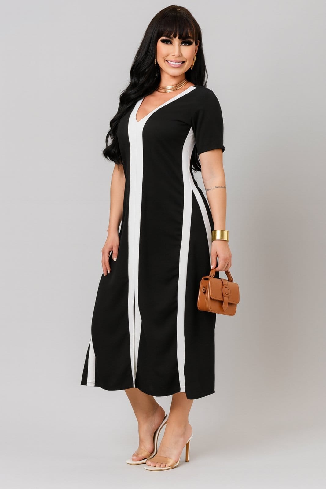 Vestido Longo D Bell Outlet Fashion Gola V