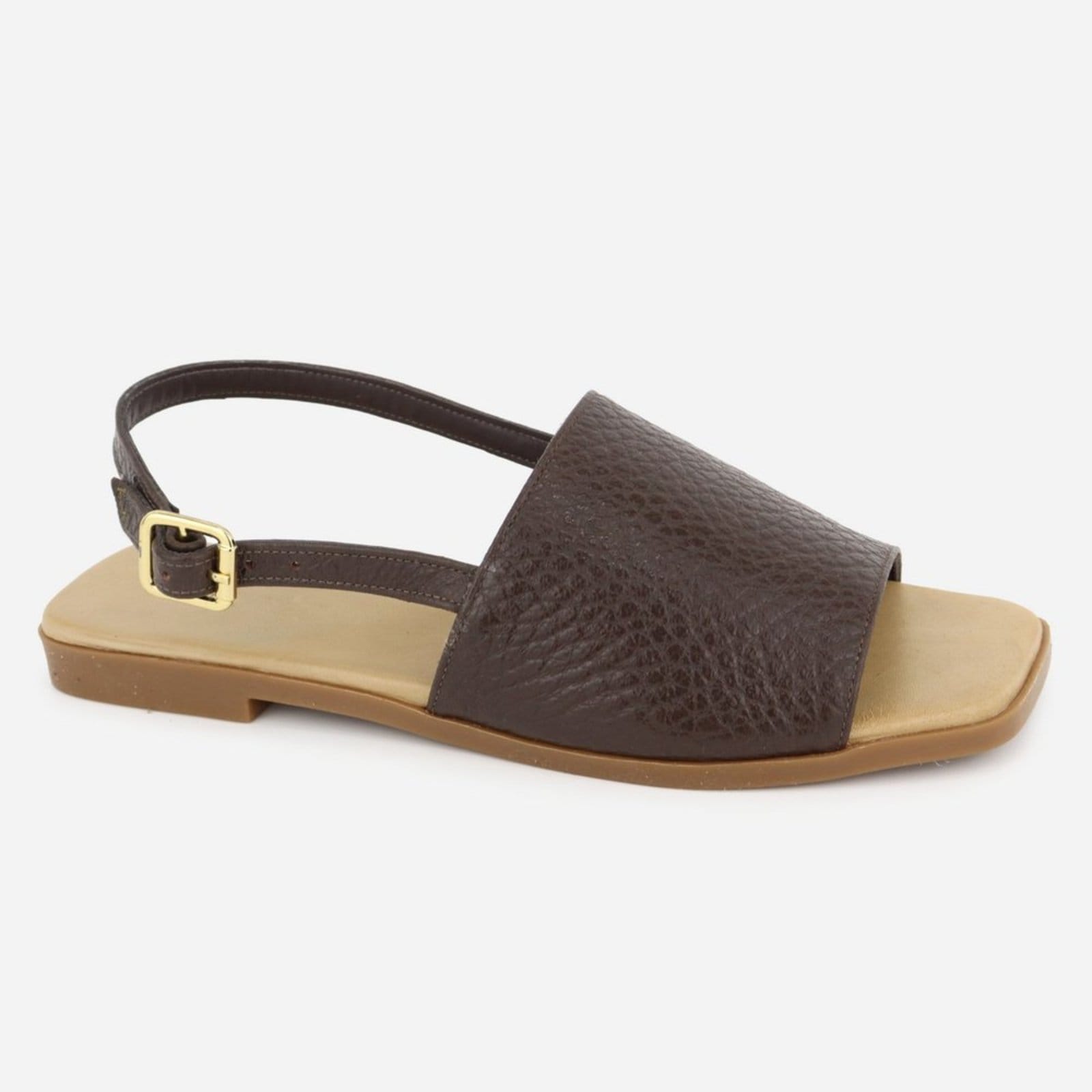 Vista 2 Sandália Conforto Casual Maria Paula Rasteira MARIA PAULA café