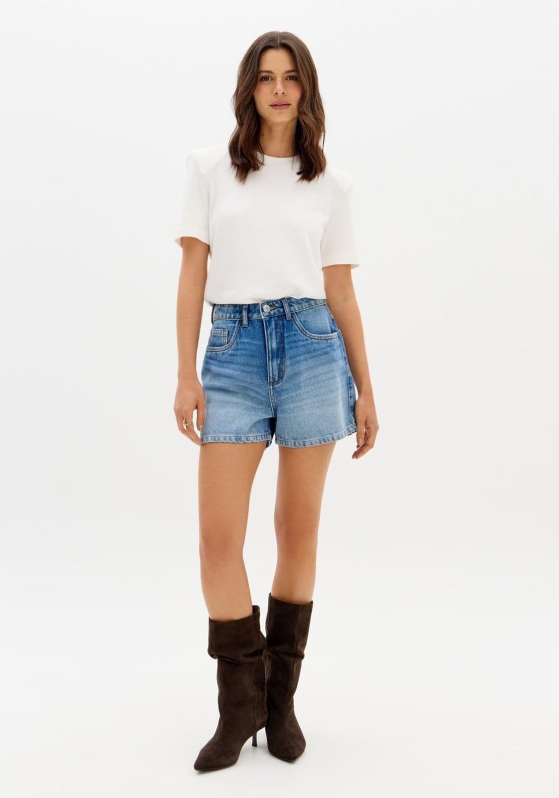 Short Jeans Mom Cintura Alta