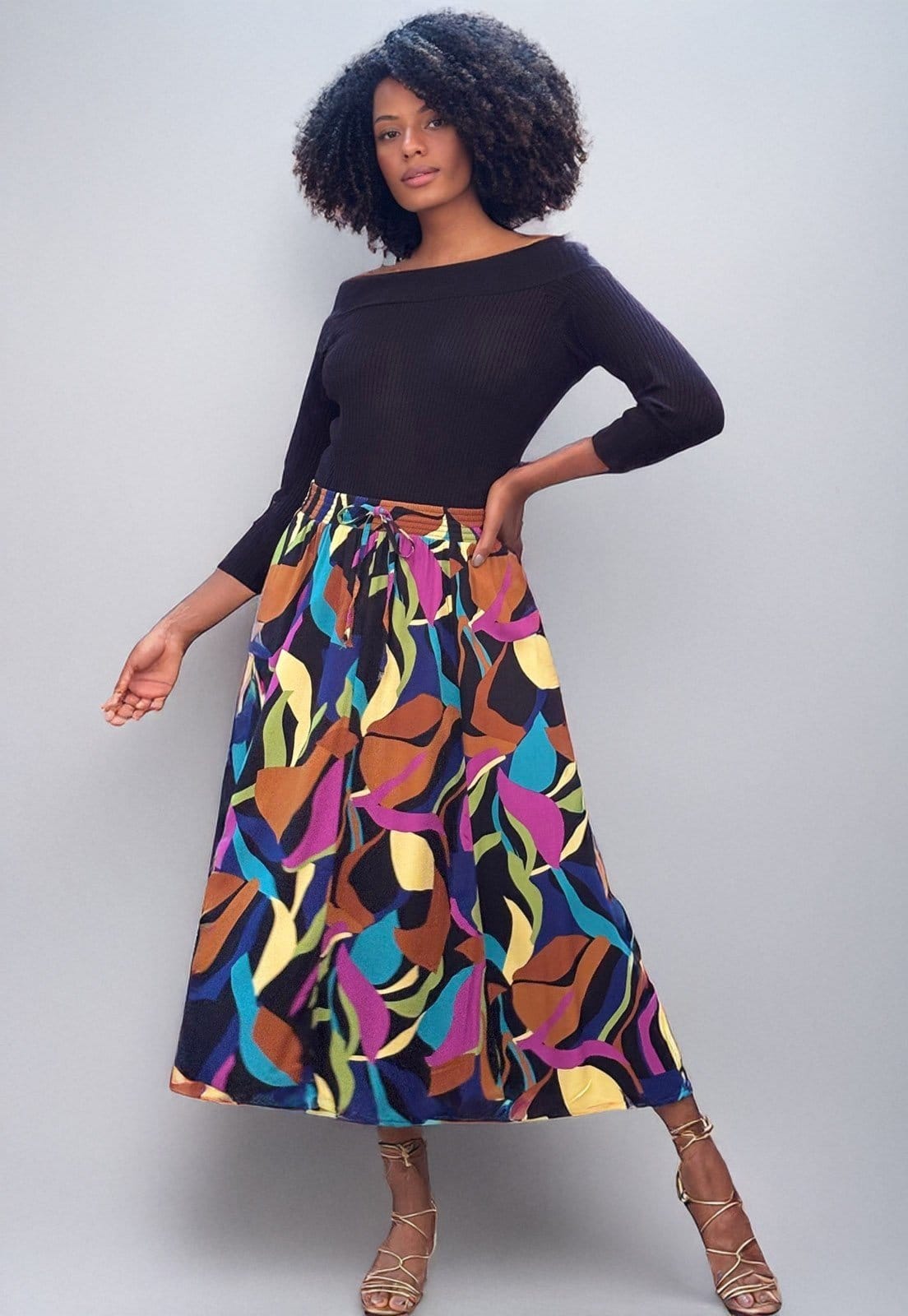 Saia Amazonia Vital Longa Viscose Estampa Aurora Urbana