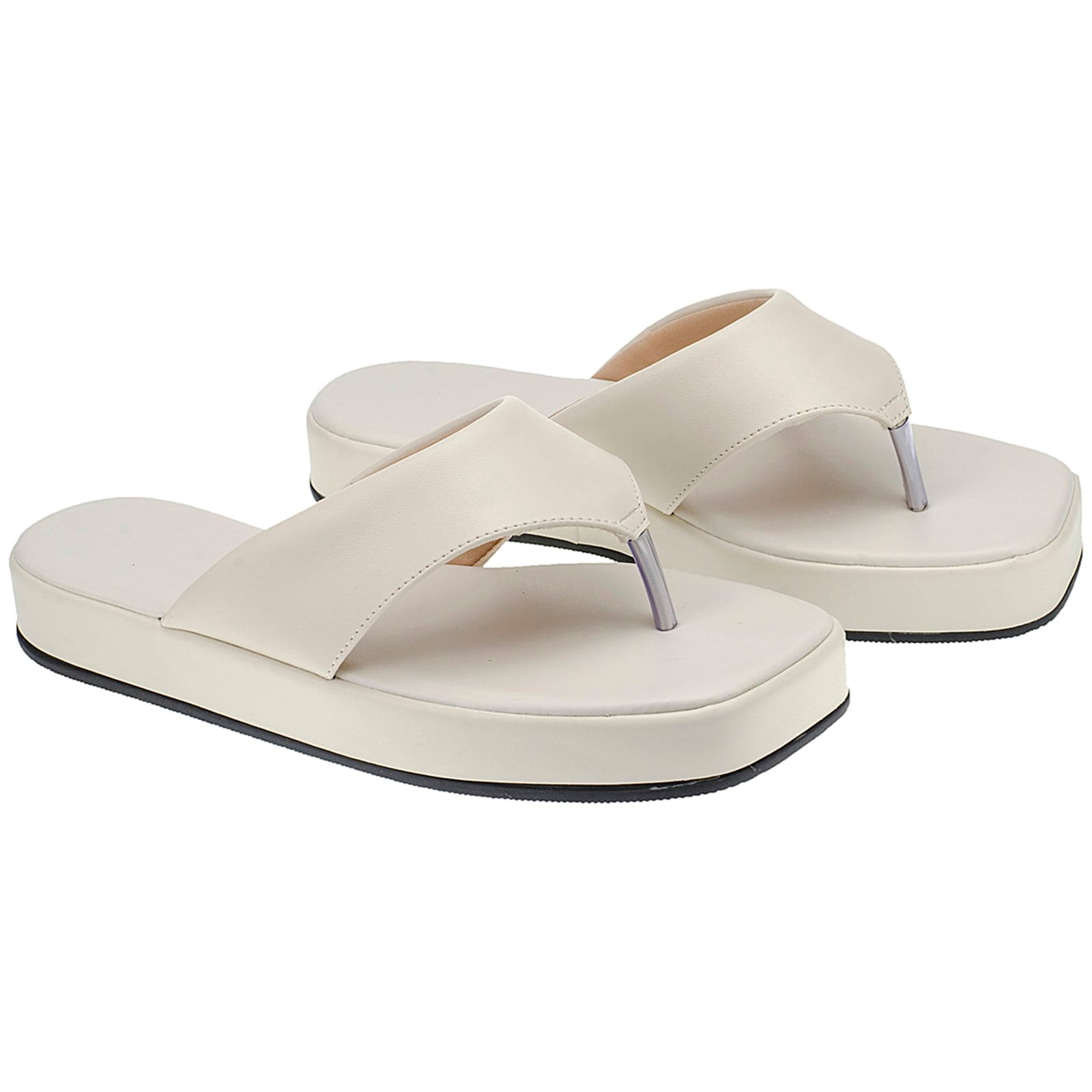 Vista 2 Chinelo Fem Maduda Flatform Conforto Moda Off White CIA DOS PASSOS bege white