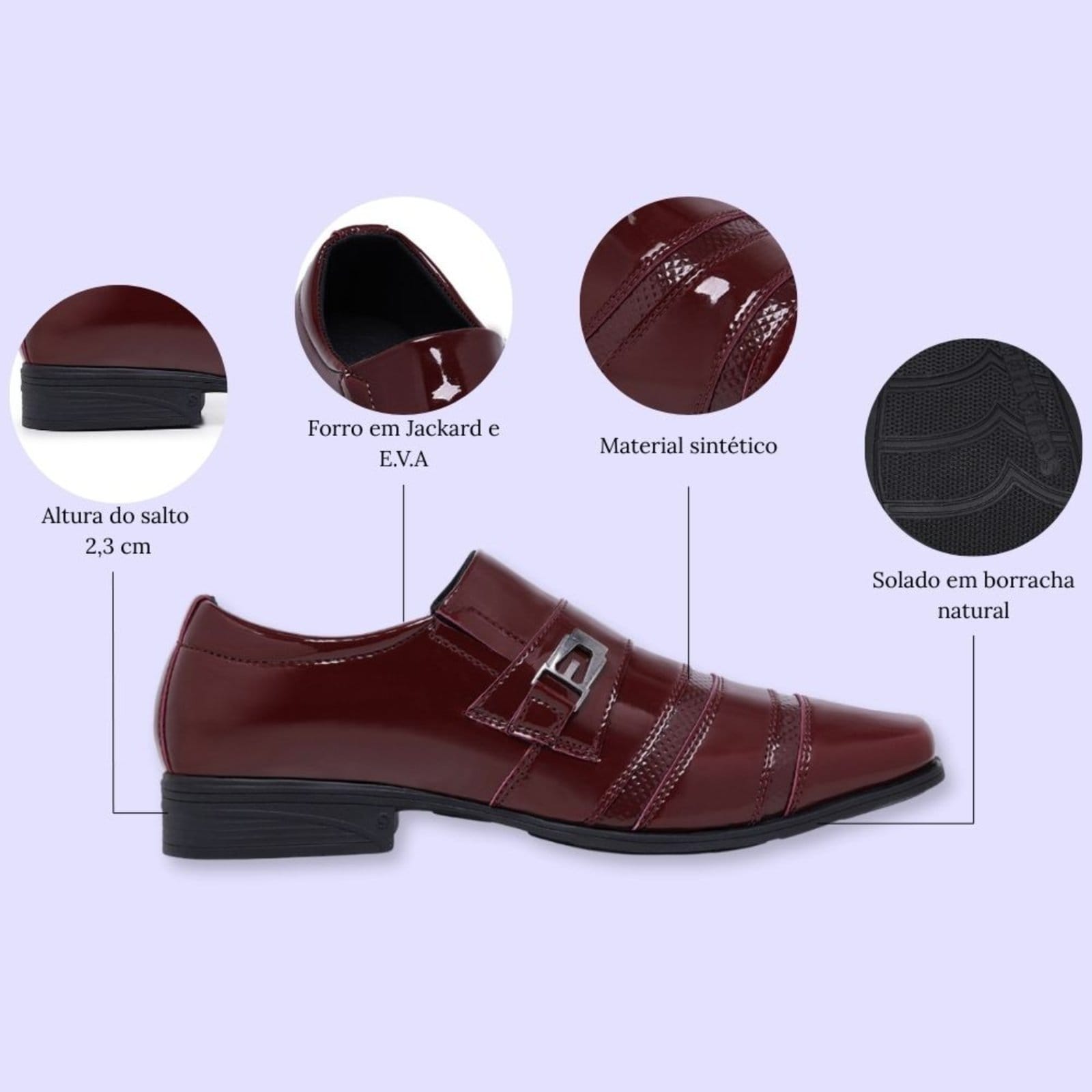 Vista 2 Kit Sapato Social Masculino Cinto e Carteira Festa Casamento Noivado Schiareli 803 Schiareli vermelho