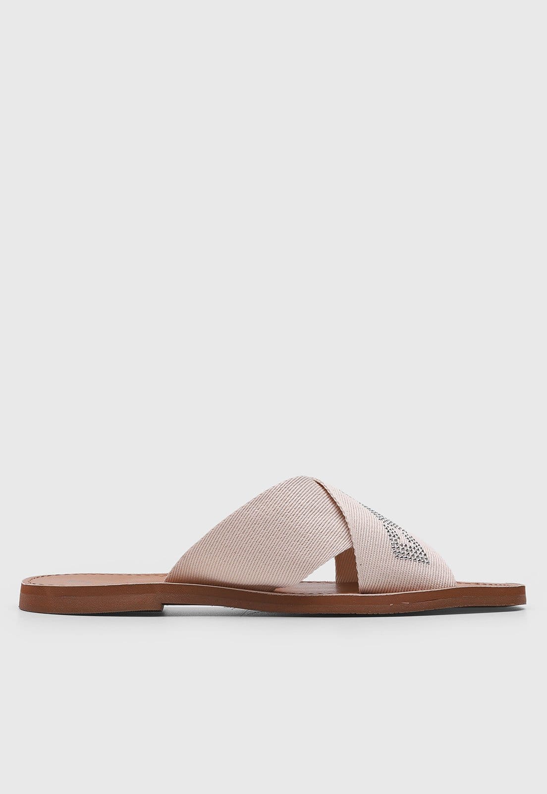 Vista 2 Rasteira Feminina Colcci Tiras Cruzadas Logo Pedrarias Colcci rosa