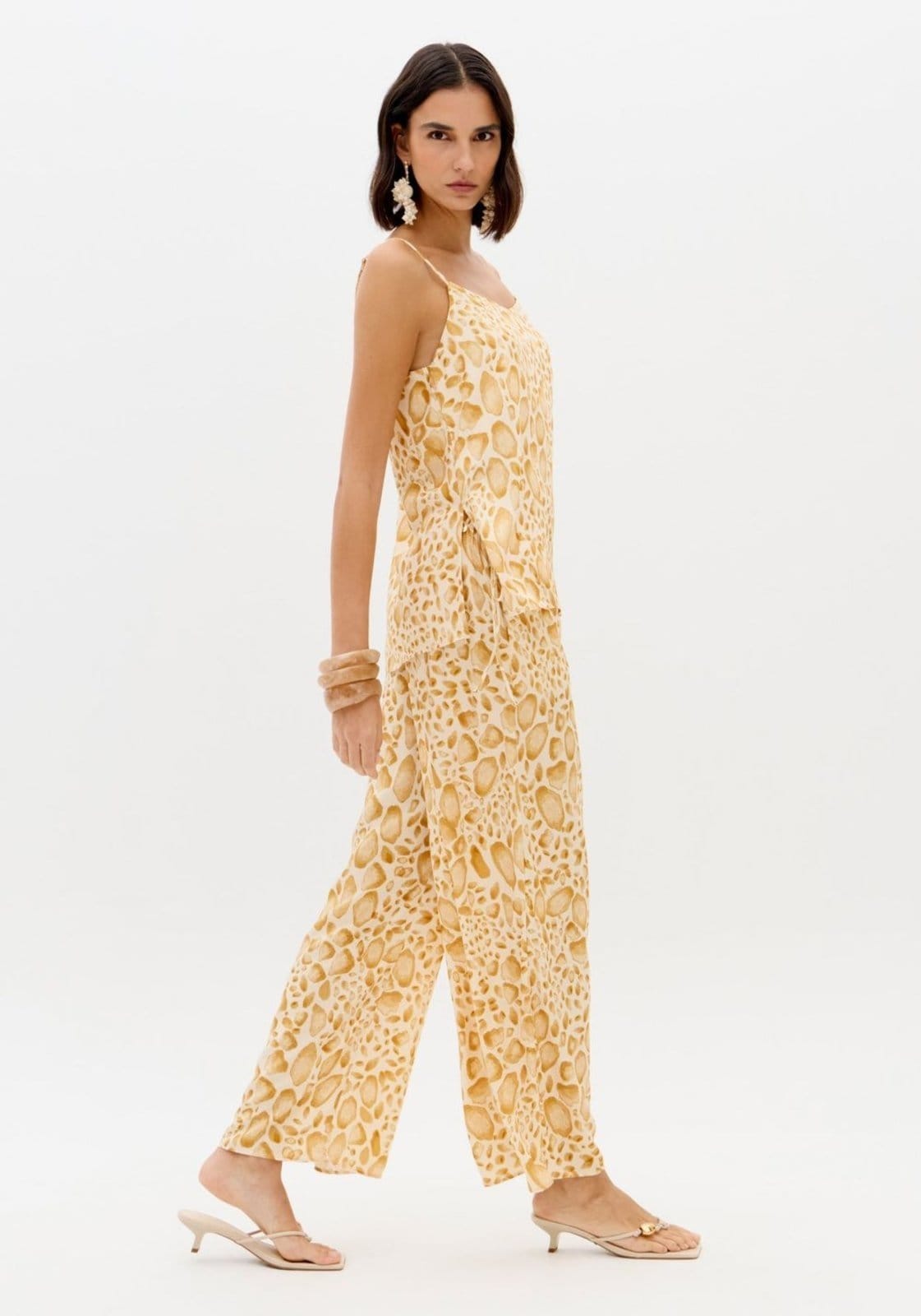 Calça Wide Leg Amarração Cós