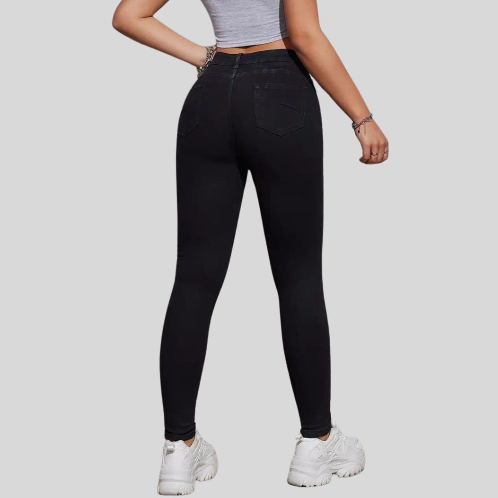 Vista 2 Calça Jeans Feminina Tex Jeans Cintura Alta Skinny com Elastano Preta TEX JEANS azul