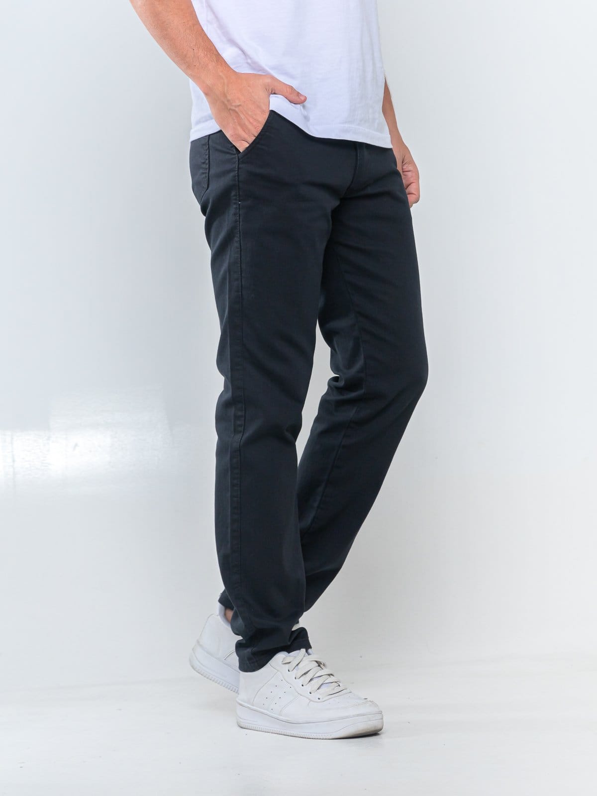 Calça Sarja Masculina Kovali Premium Com Elastano Confortável Bolso-Faca Preta