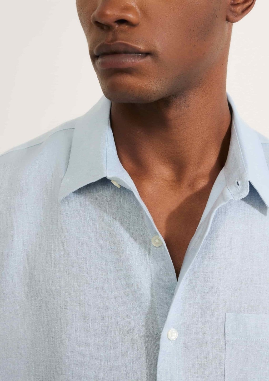 Vista 2 Camisa Masculina Manga Curta Em Linho Hering azul