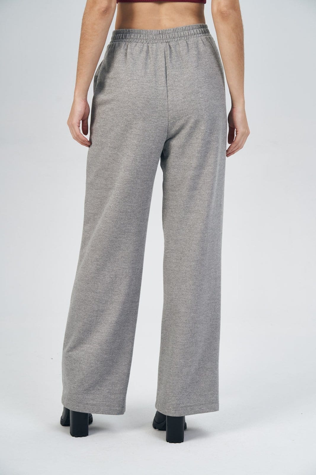 Vista 2 Calça Pantalona Moletom Feminina Acostamento ACT FEMININO cinza