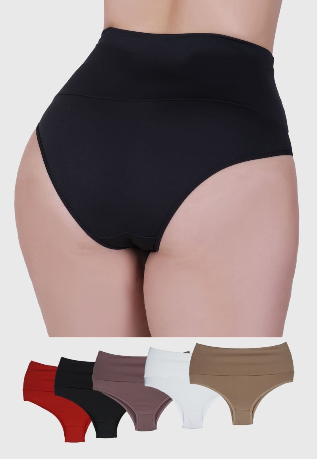 Vista 2 Kit Calcinha Rubi Plus Size Cós Duplo 5 Peças St Madame St Madame multicolorido