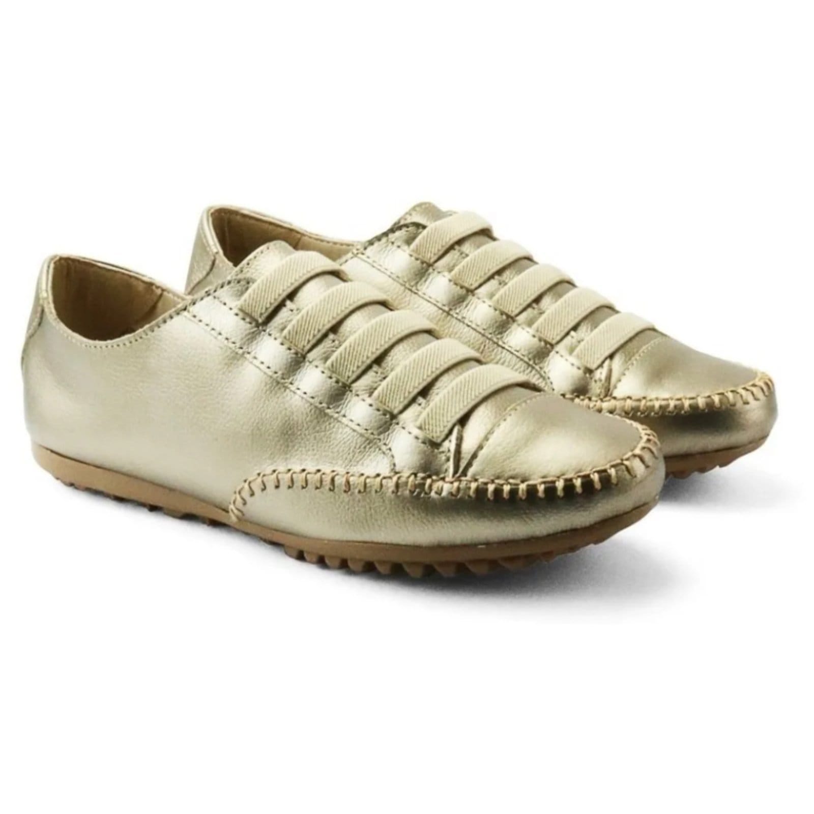 Vista 2 Tênis Mocatênis Feminino diRavena em Couro - Cod101 New Collection Velha diRavena bege/bronze/cinza/cobre/prata/prata velho