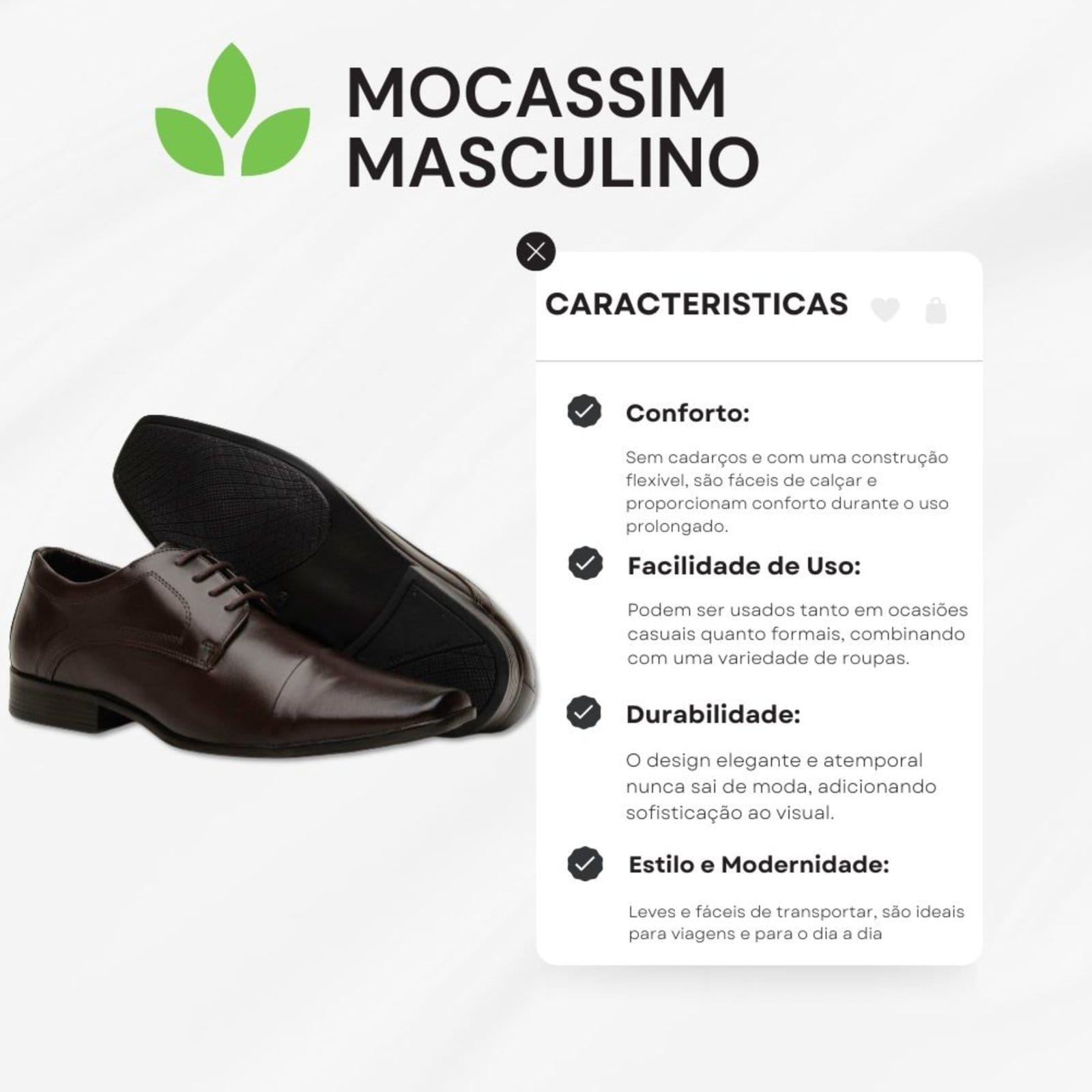 Vista 2 Kit Sapato Social Masculino Confort com Cadarço Macio Elegante + Cinto Bia Ramos café