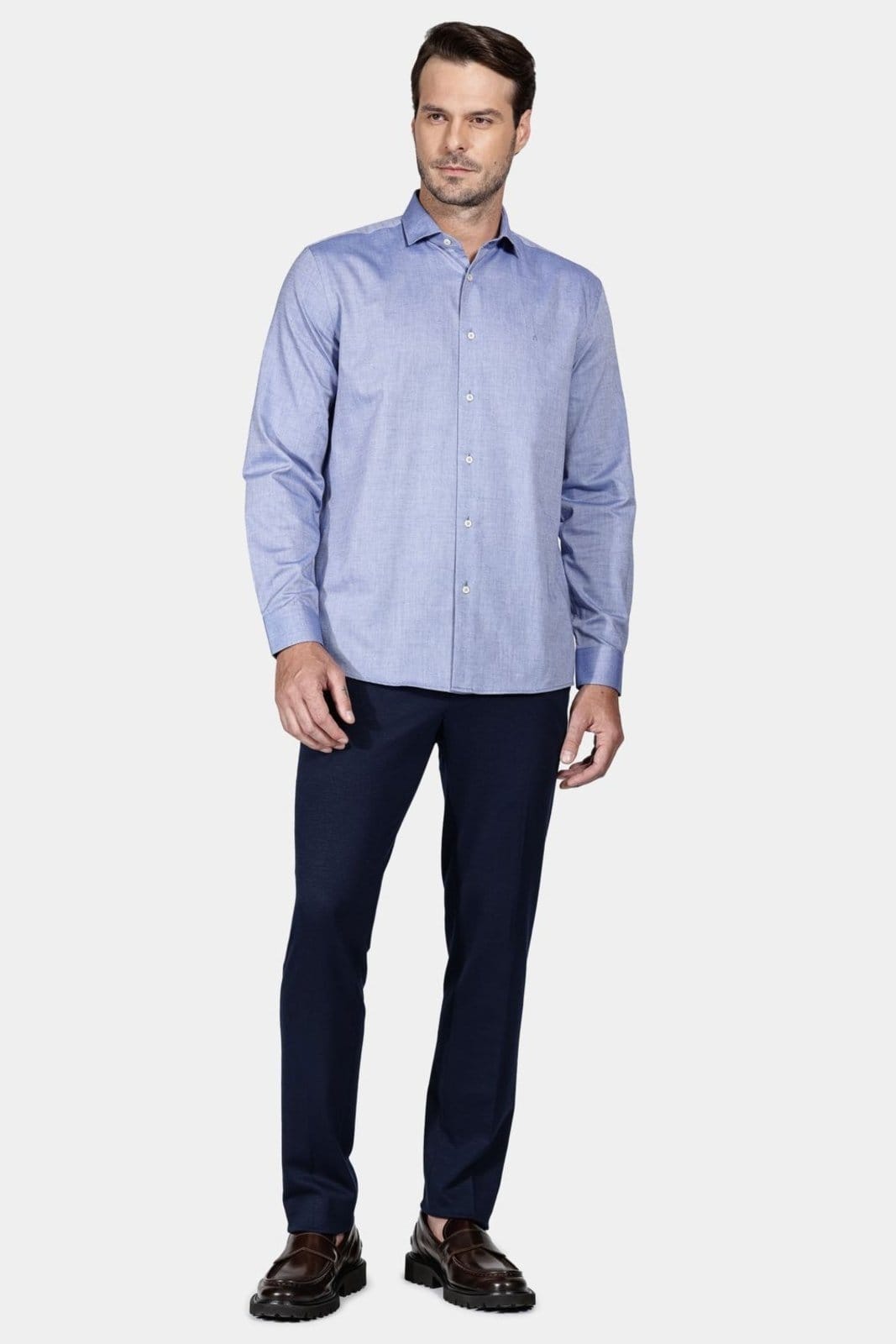 Vista 2 Camisa Aramis Manga Longa Cosmo Regular Oxford Aramis azul