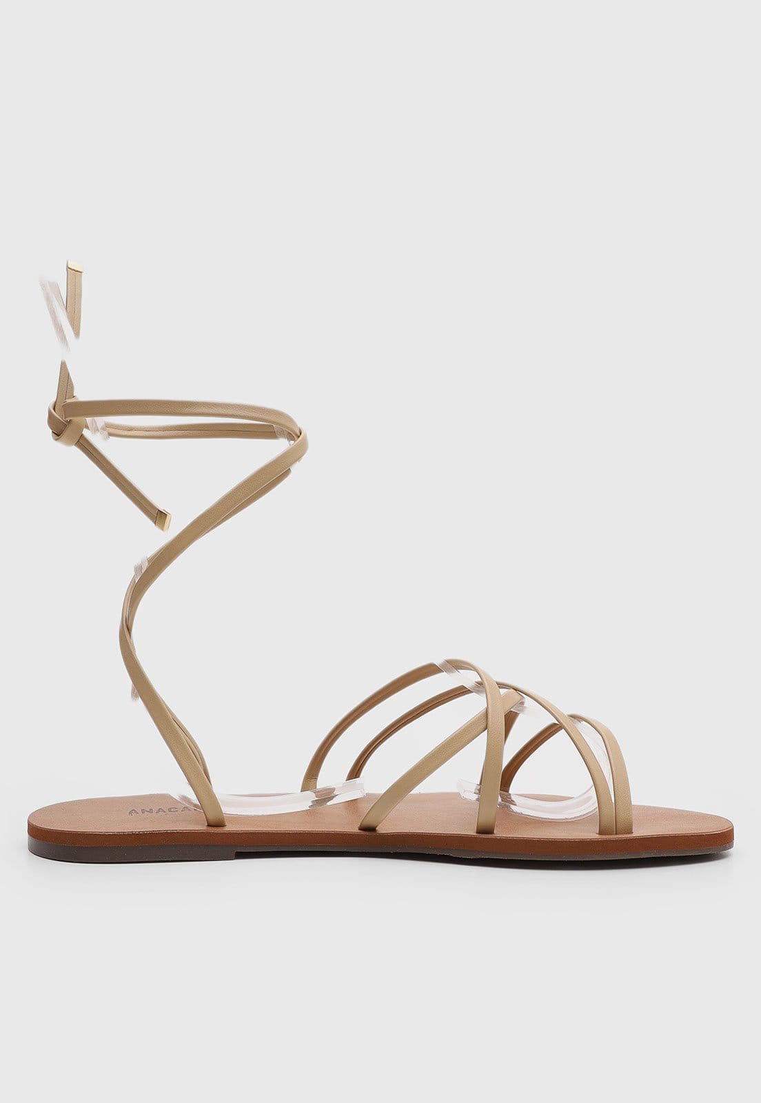 Vista 2 Rasteira Feminina Anacapri Amarração Ponta Redonda Anacapri bege