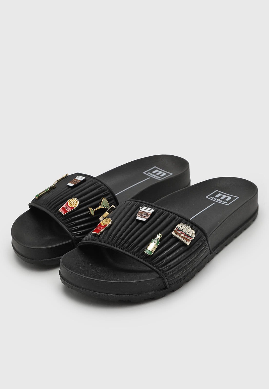 Vista 2 Rasteira Feminina Moleca Pins Preta MOLECA preto