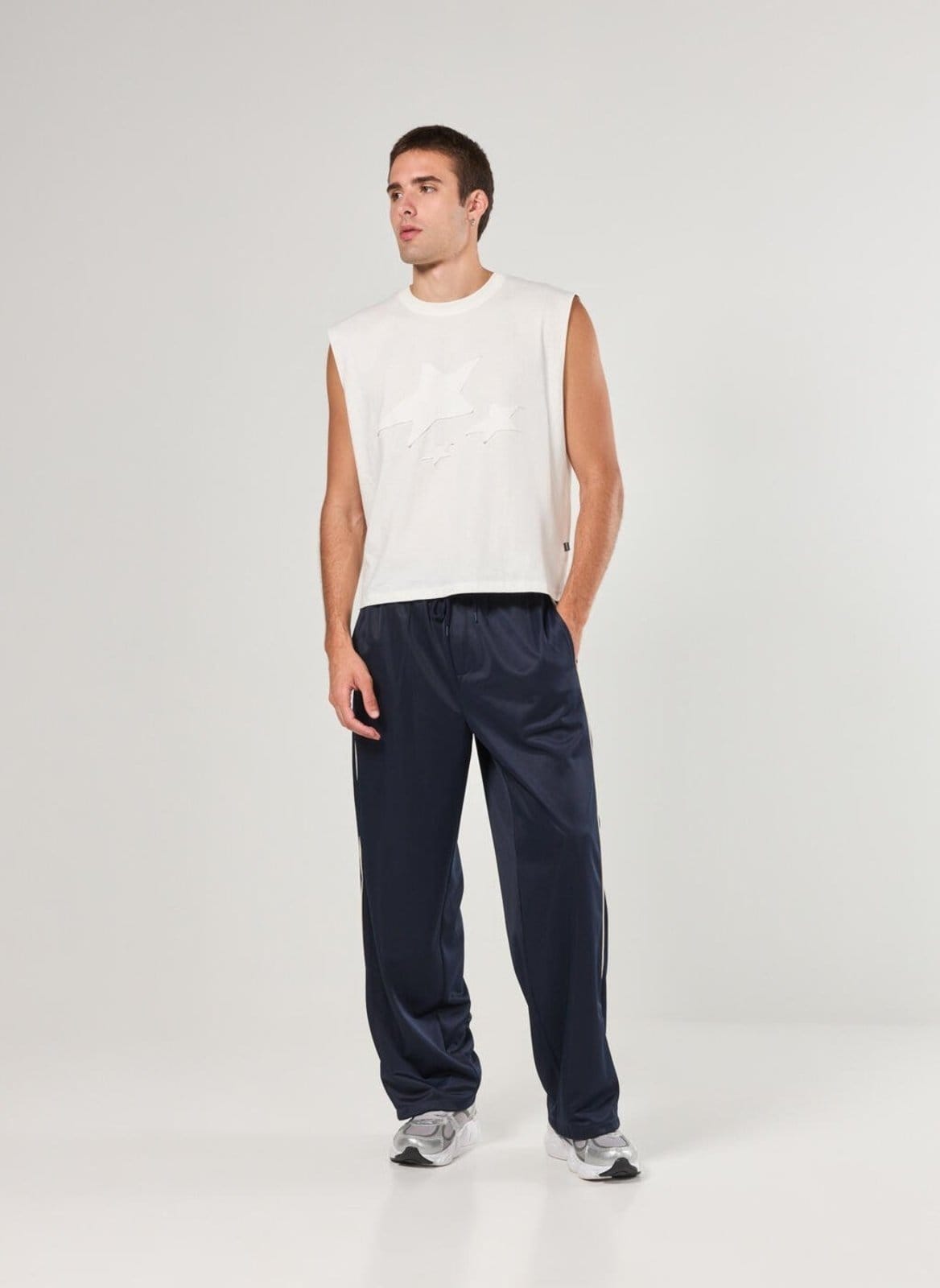 Calça Reta Esportiva Azul-Marinho