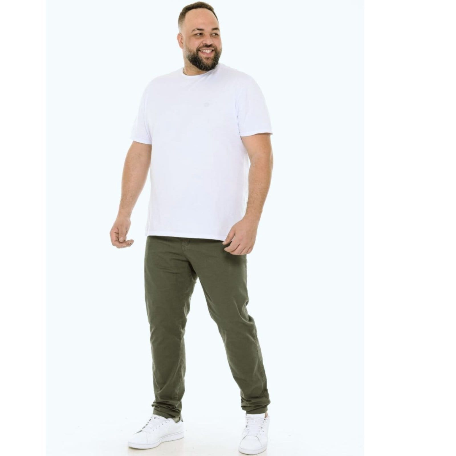 Vista 2 Calça Plus Size Sarja Masculina Alleppo Jeans verde