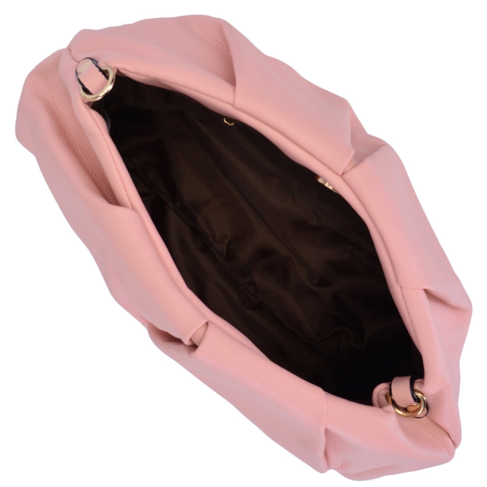 Vista 2 Bolsa Transversal Feminino Enrugada Baguete de Mão Media Rute Paula rosa