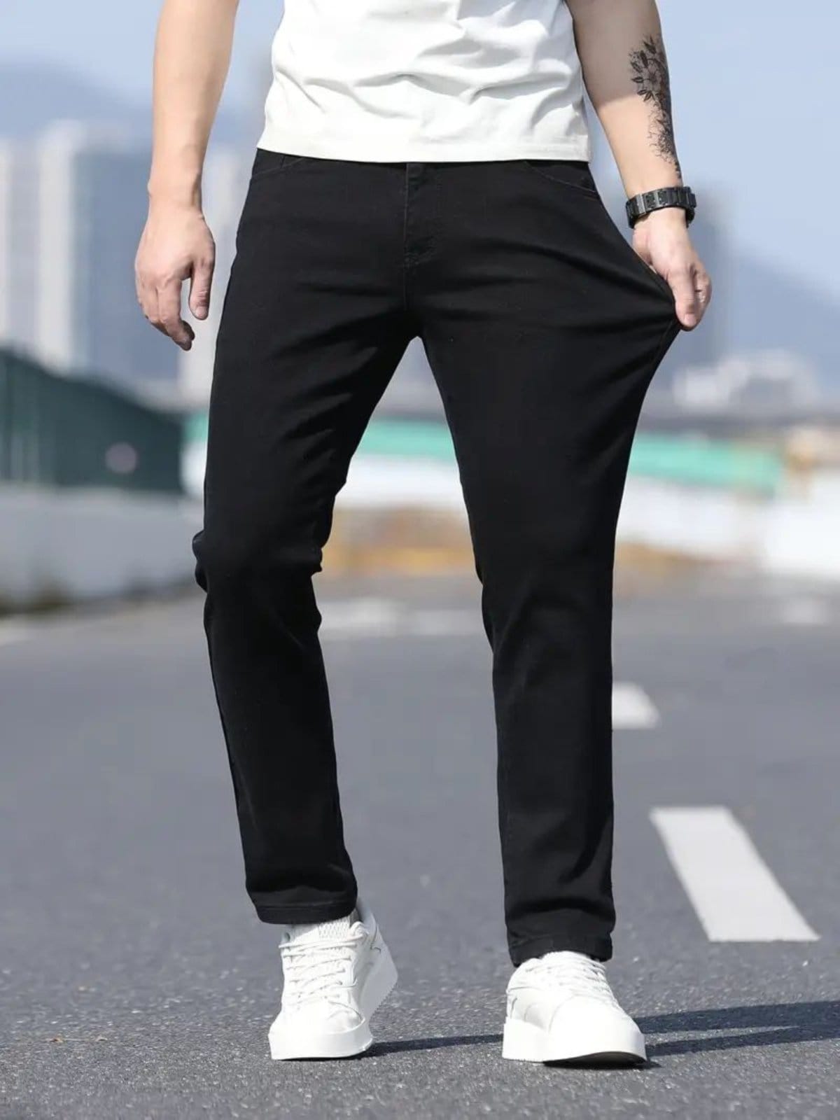 Calça Jeans 5 ESTILOS Masculina Preta Caimento Impecável, Conforto Premium e Versatilidade para Todos os Momentos