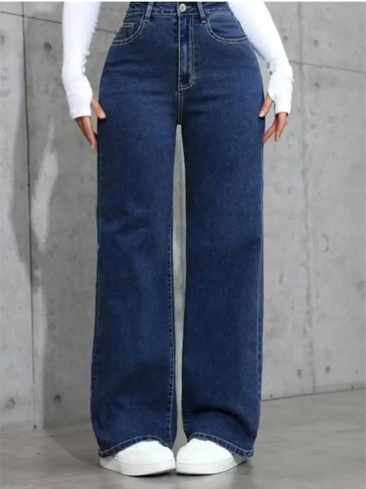 Calça Wide Leg Azul Escura Alpha Elegância e Conforto em Um Só Look