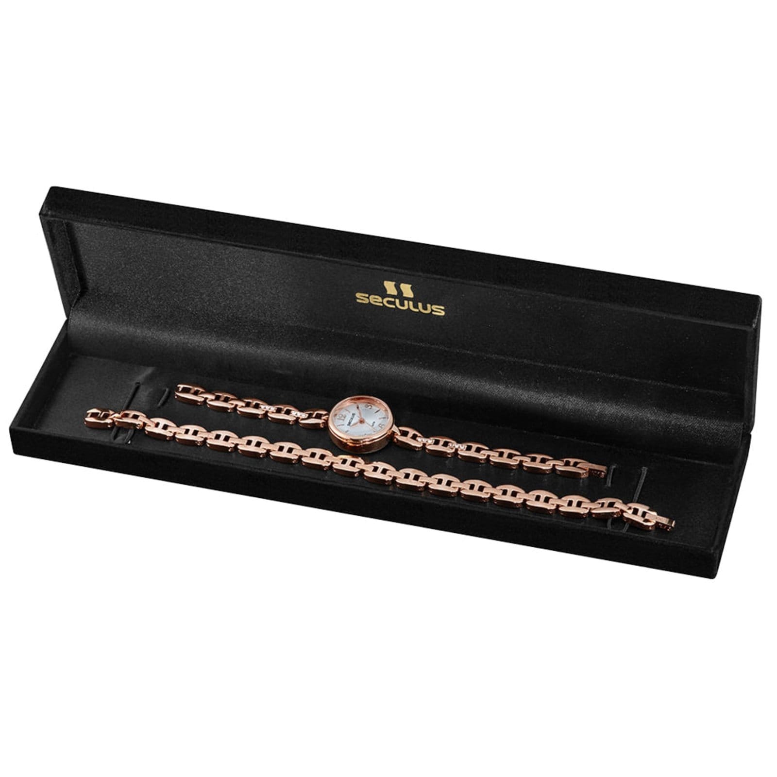 Kit Relógio Seculus Feminino Mini Bracelete Pulseira Rose Gold