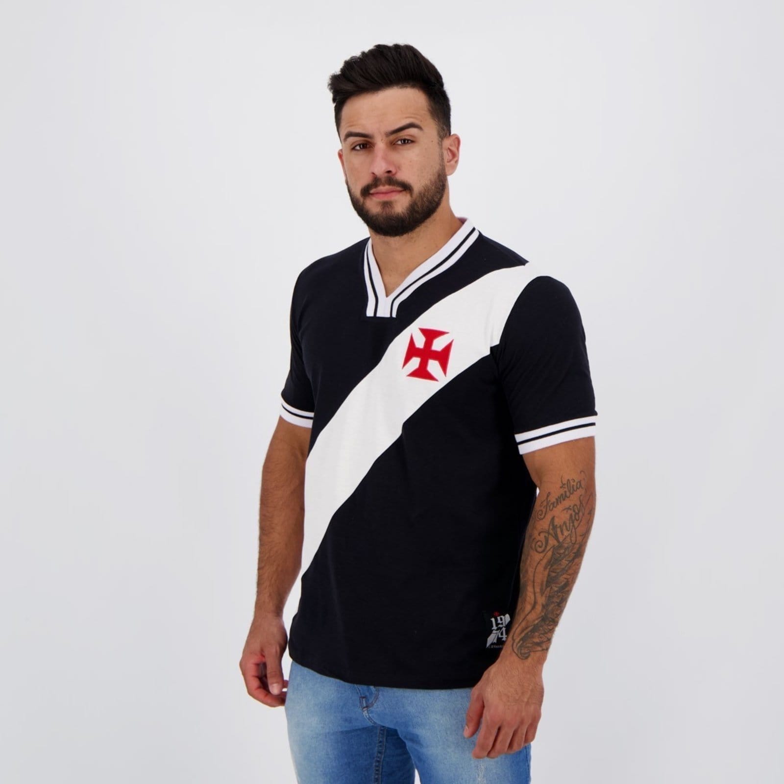 Vista 2 Camisa Vasco da Gama 74 Retrô braziline preto