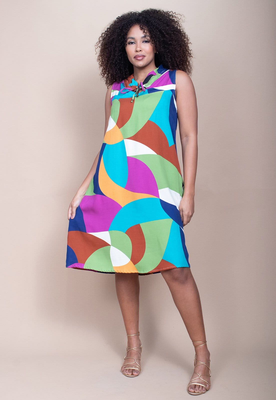 Vestido Midi Cabanafree Viscose Piaf Jardim