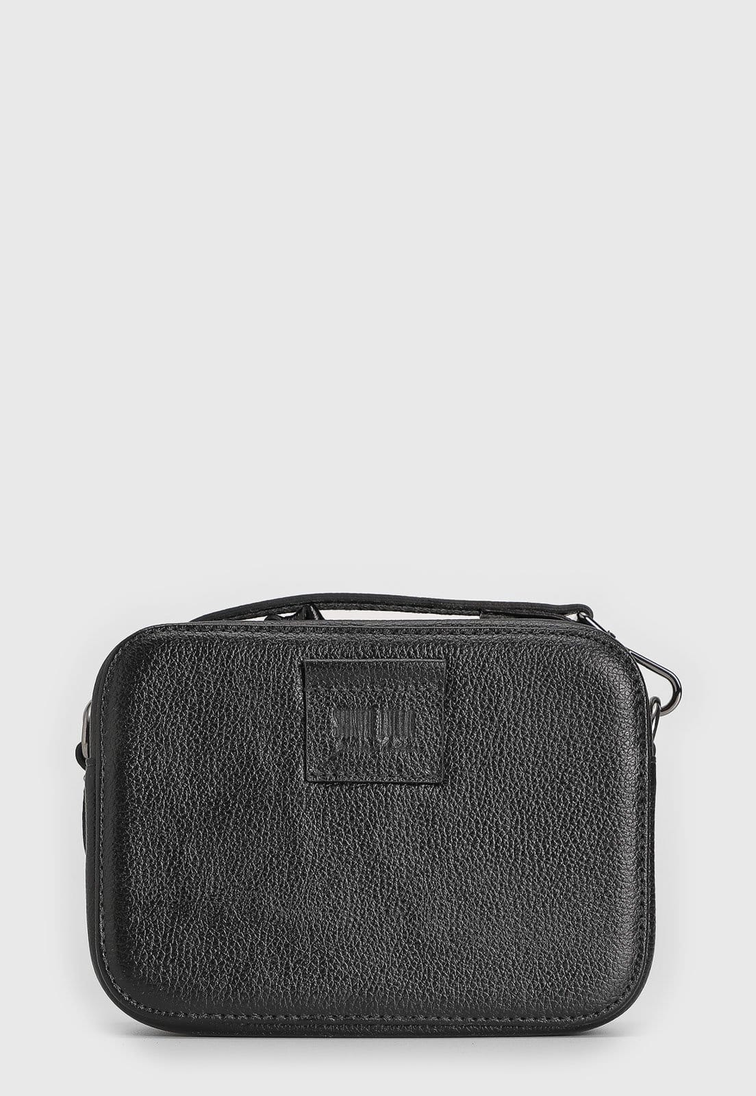 Bolsa Tiracolo Santa Lolla em Couro Lezard Preta