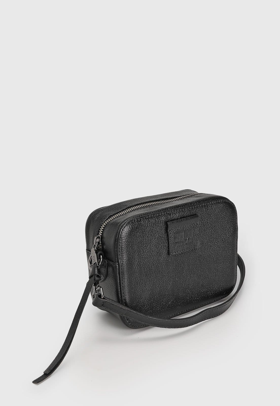 Vista 2 Bolsa Tiracolo Santa Lolla em Couro Lezard Preta Santa Lolla preto