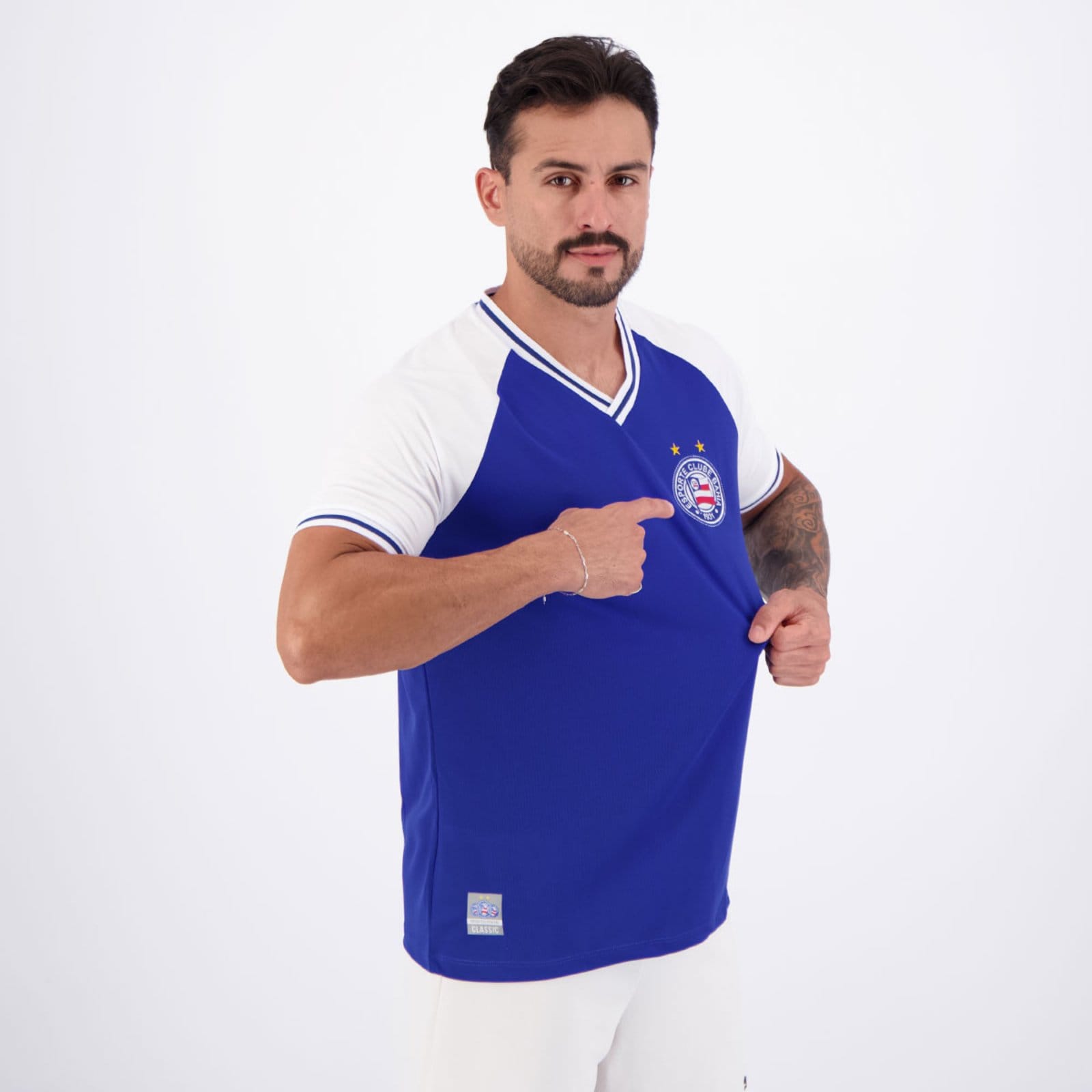 Vista 2 Camisa Bahia Retrô Raglan Retrômania azul