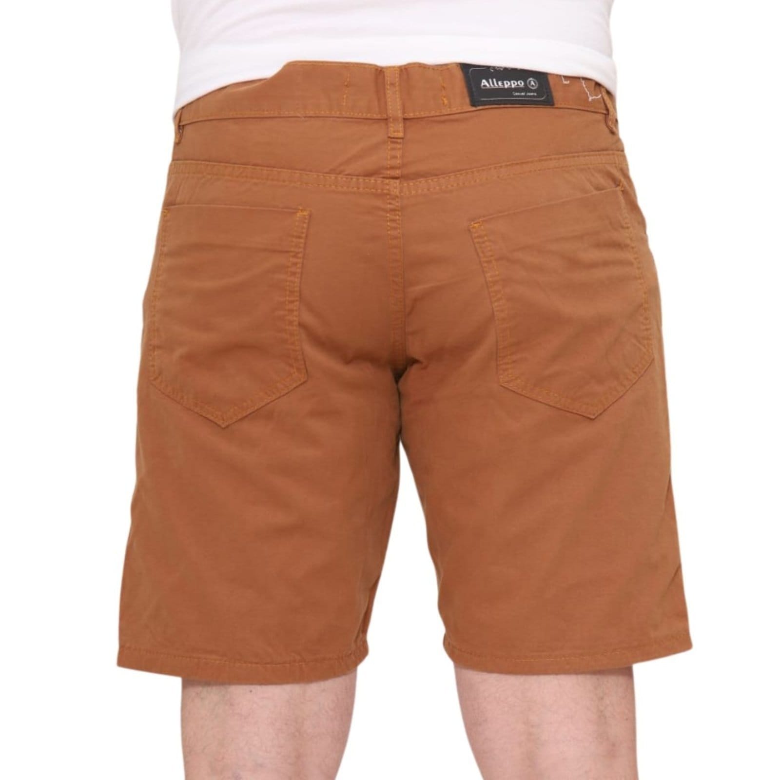 Vista 2 Bermuda Masculina Lisa Sarja Alleppo Jeans caramelo
