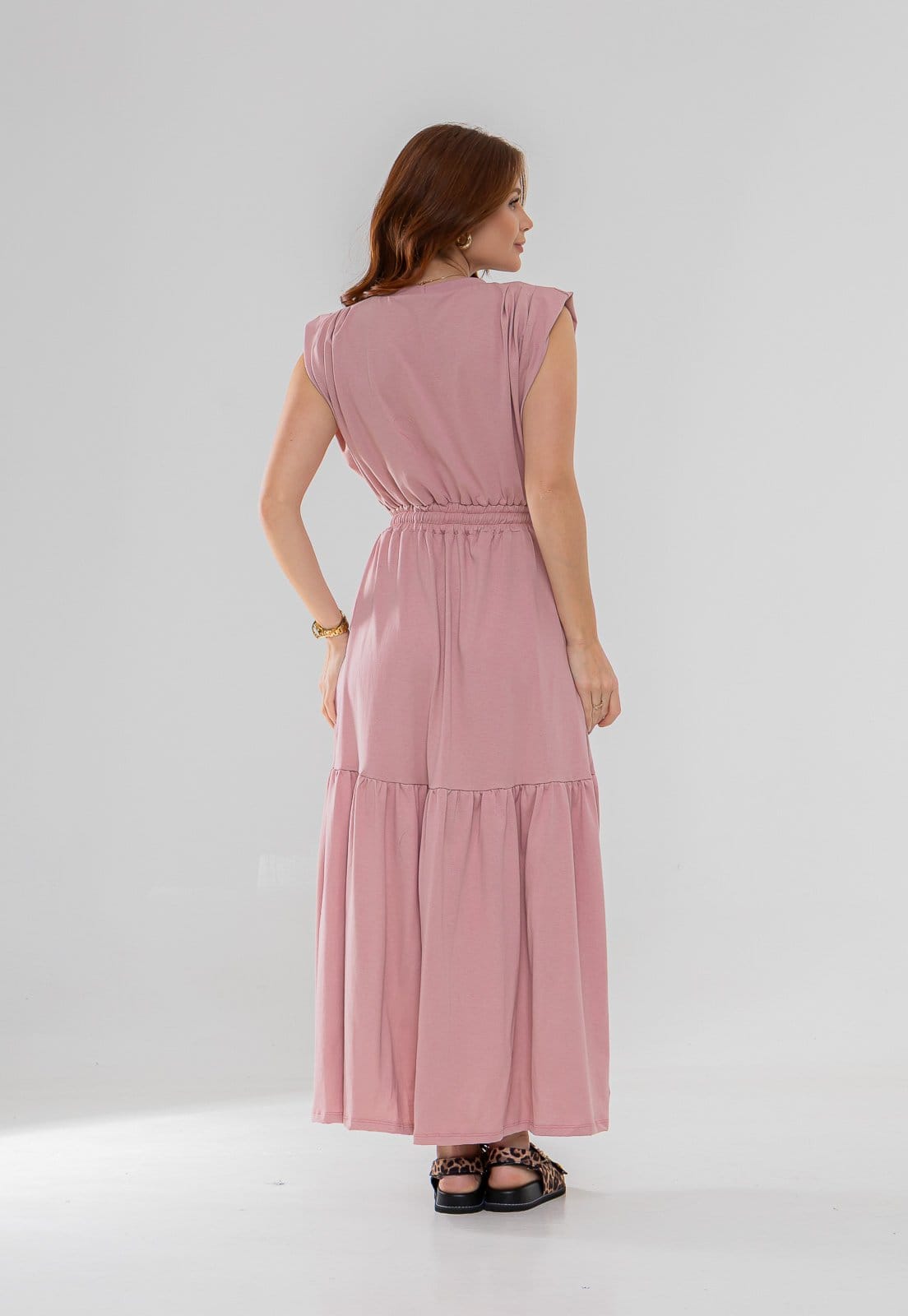 Vista 2 Vestido Aura Eduarda Malha Lisa Aura rosê