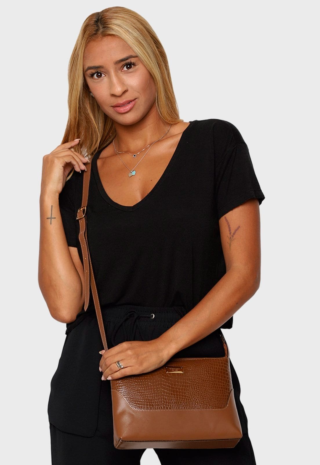 Bolsa Transversal Couro Mariart 2194MRT Havana