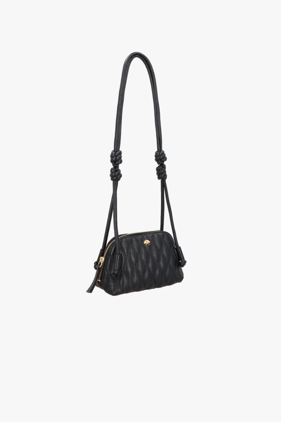 Vista 2 BOLSA PEQUENA EM COURO MATELASSÊ COM NÓS NA ALÇA Luiza Barcelos preto