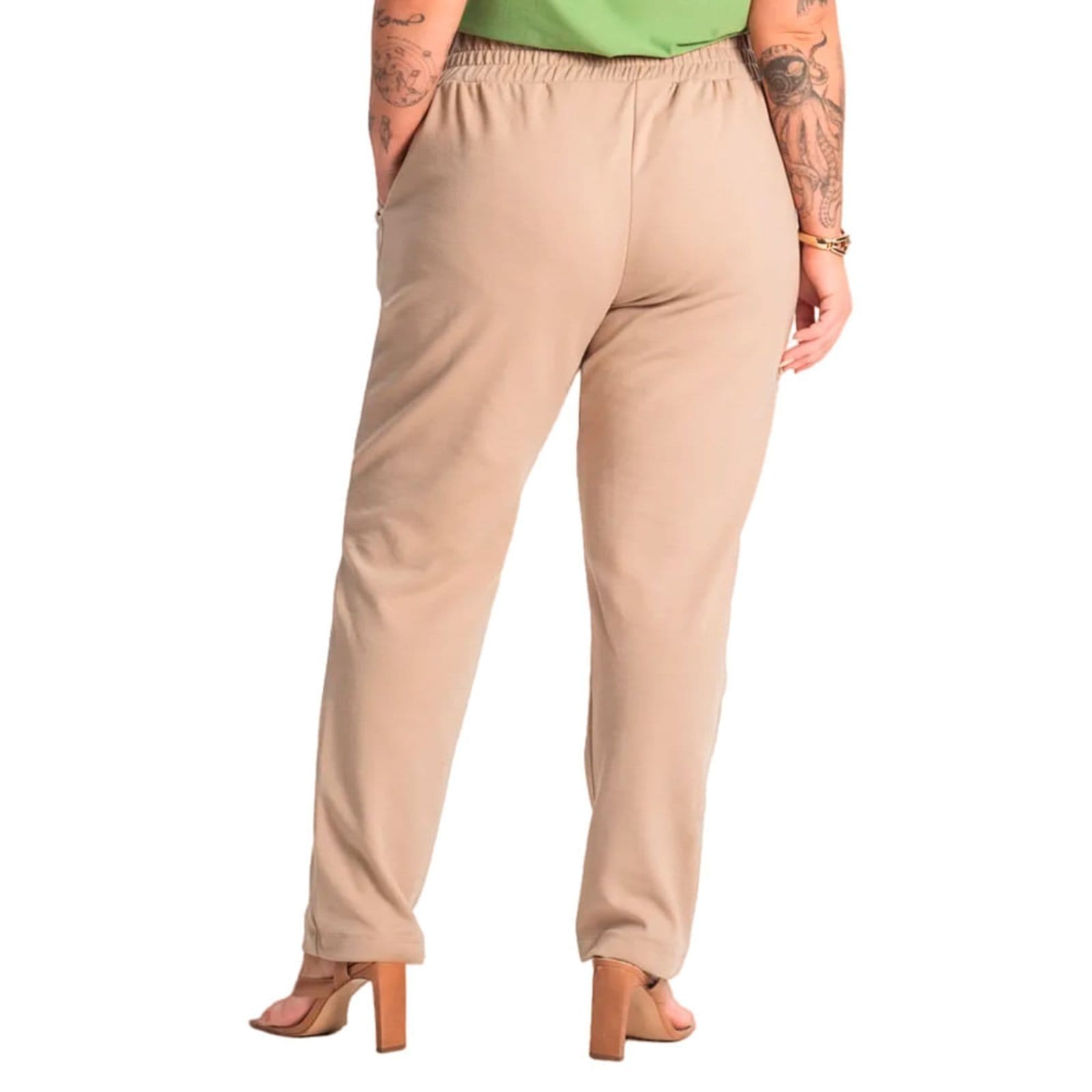 Vista 2 Calça Feminina Secret Glam Plus Size com Elástico Rovitex nude