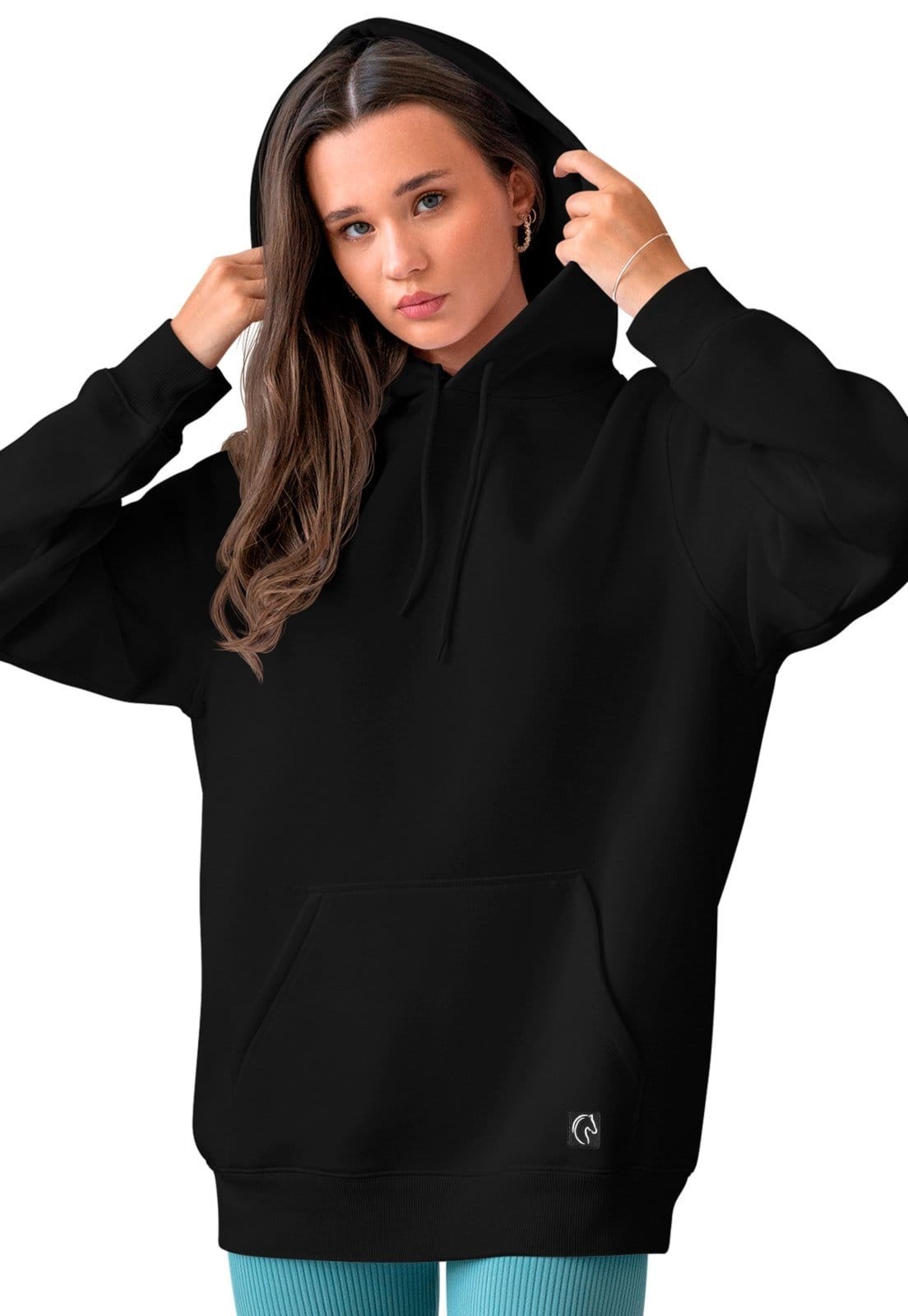 Blusa De Frio Feminina W2 Moletom Liso Com Capuz e Bolso Canguru Felpado