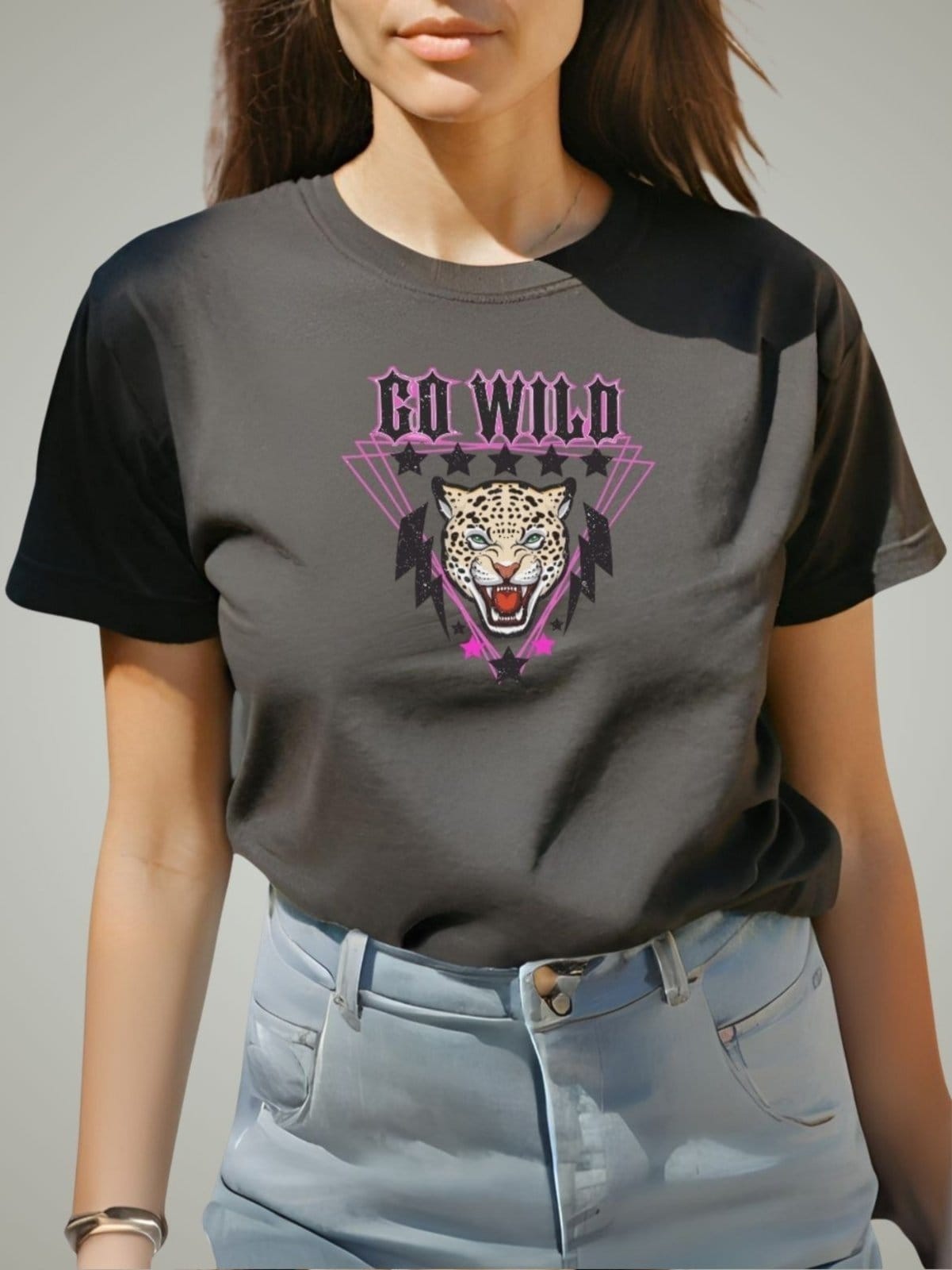 Camisa T-shirt Plus Size GuGi Feminina Camiseta Onça Tigre Blusinha Leopard Preto