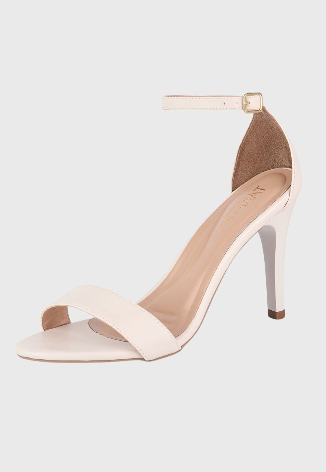 Sandália Feminina Takata Salto Baixo Fino Alto Lisa Tiras Clássica Off-White