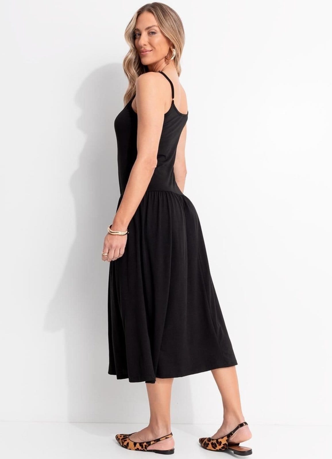 Vista 2 Vestido Em Malha Suede Quintess preto