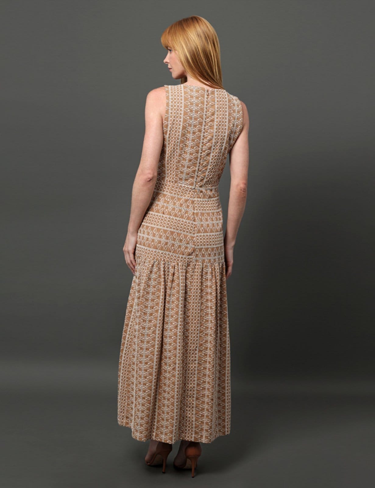 Vista 2 Vestido Feminino Longo de Laise Calvin Klein - Caqui Medio Calvin Klein Jeans cáqui caqui