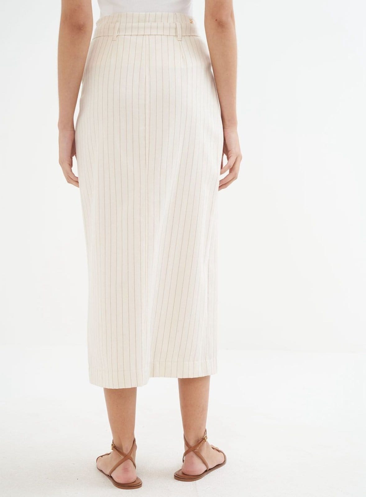 Vista 2 Saia Listrada Midi Colcci Colcci bege
