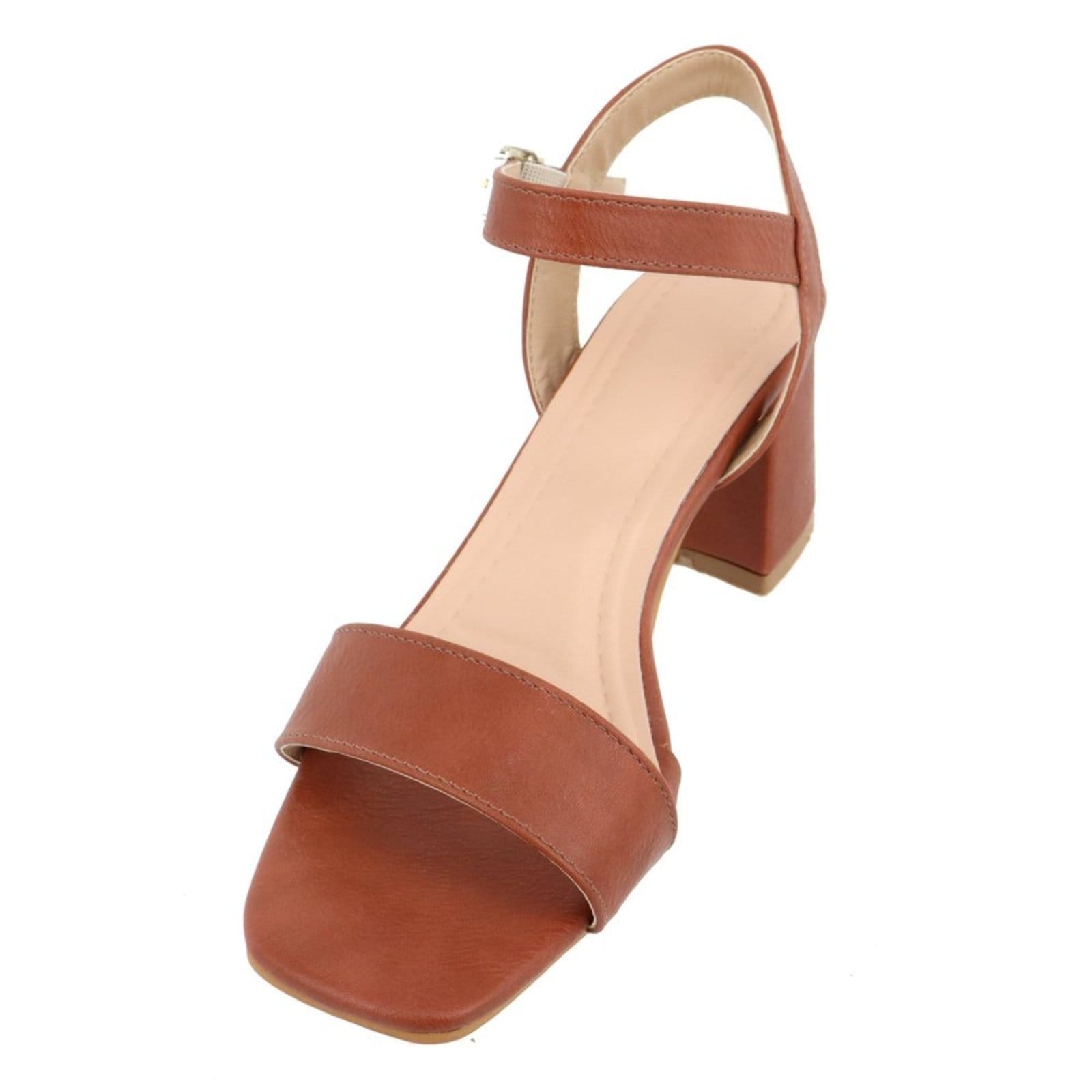 Vista 2 Sandalia Social Feminina Tira Salto Bloco 80020 Flor da Pele marrom