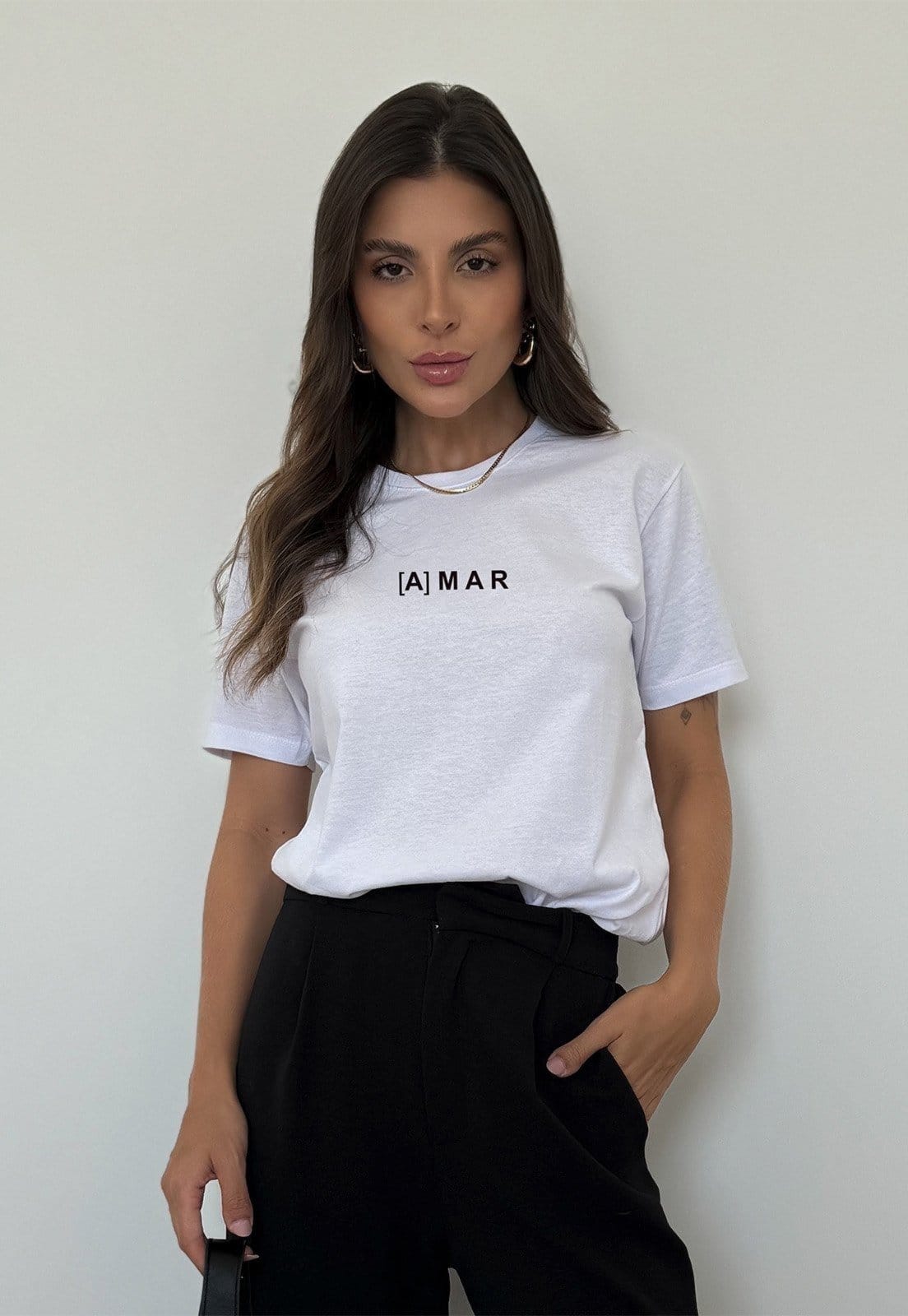 Vista principal Camiseta Cianitas Branca Estampa Amar Cianitas branco